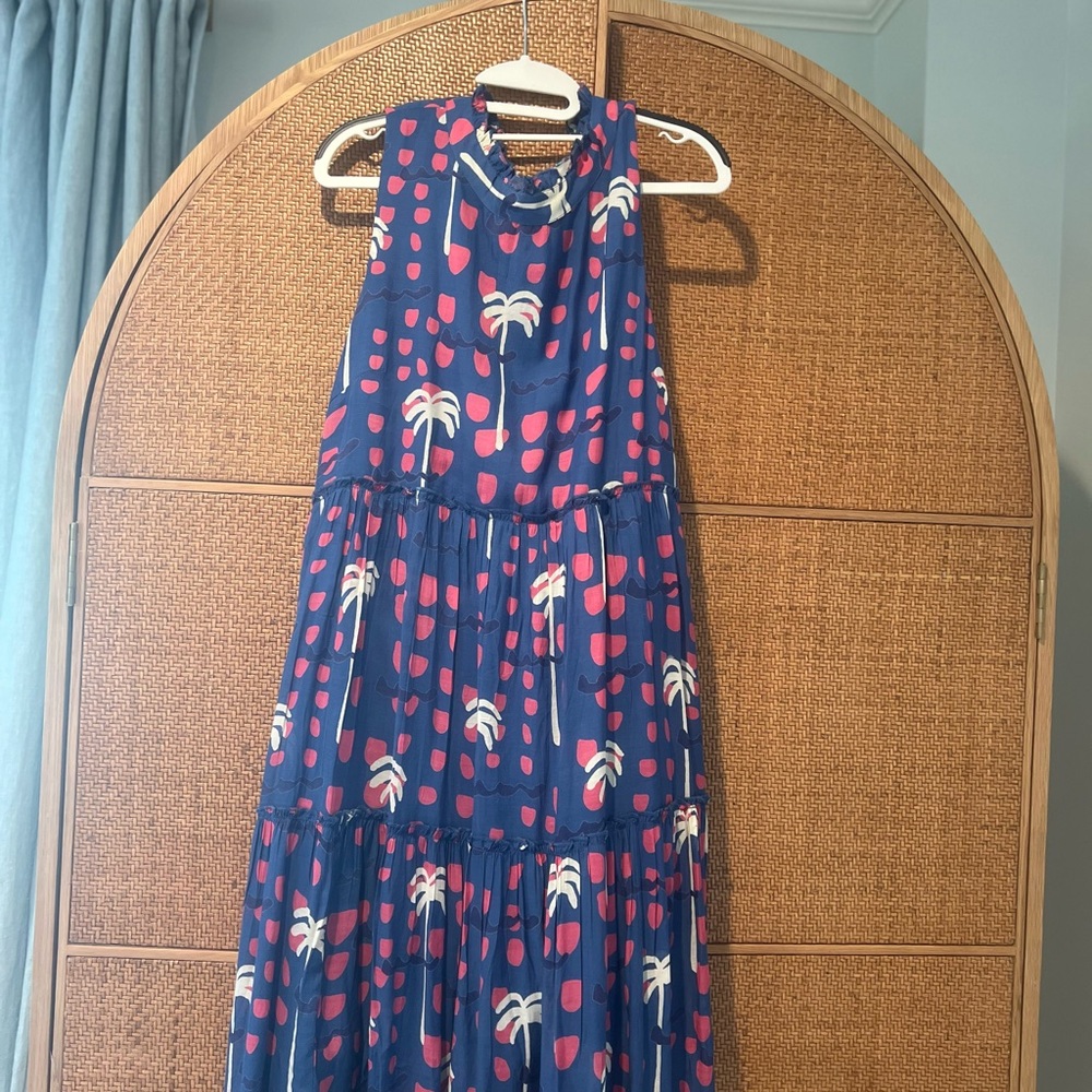 Oliphant Blue Women’s Dress with Palm Tree Print - Picture 3 of 5